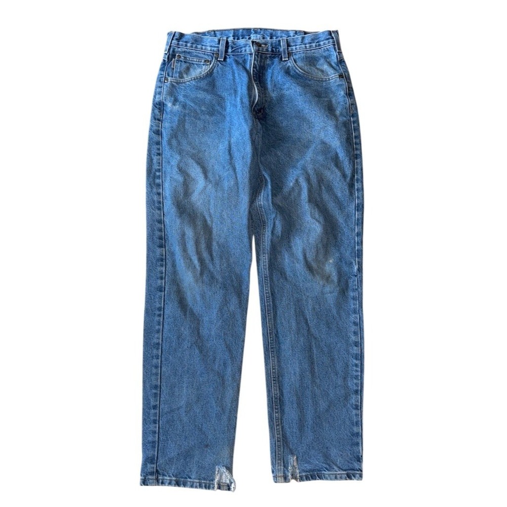 Carhartt B17-DST Mens Jeans 35x32 Blue Medium Wash Relaxed Fit Straight Leg
